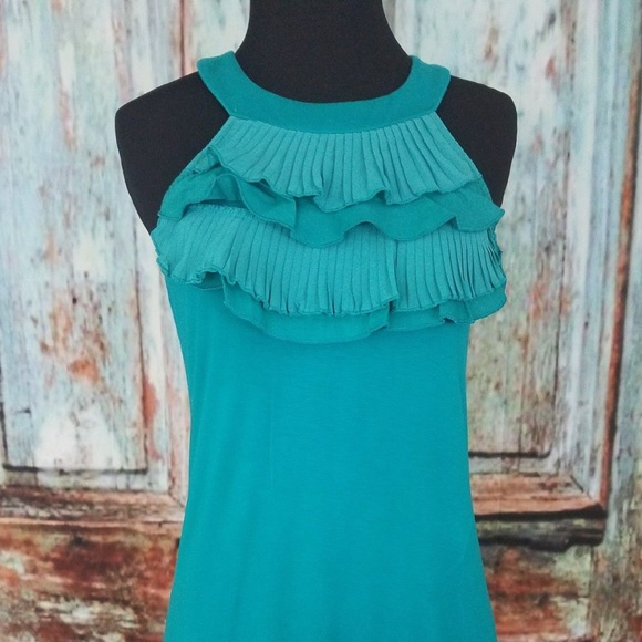 The Limited Tops - Sleeveless Blouse Ruffle Neck banded waist sz XS